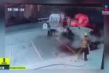 Brigadista arriesga su vida para controlar incendio de pipa