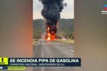 Arde pipa en Montemorelos: llevaba litros de gasolina