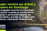 Mujer choca contra un árbol y muere en Santiago