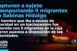 Un hombre que trasladaba a migrantes en un tractocamión- entre ellos 2 menores- fue detenido en Sabinas Hidalgo. 

No te pierdas Imagen Noticias Monterrey con Brenda Cavazos de lunes a viernes por Imagen Televisión Monterrey.

Síguenos en nuestras redes
Instagram: https://www.instagram.com/imagentvmonterrey/
Twitter: https://twitter.com/ImagenTVMTY
Facebook: https://www.facebook.com/ImagenTVMTY/

Mantente siempre informado con las noticias sobre los acontecimientos más importantes a nivel nacional con Claudia Ovalle y Brenda Cavazos.


¡Dale like y suscríbete!