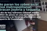Roban más de medio millón de pesos en perfumes en Monterrey. 

No te pierdas Imagen Noticias Monterrey con Claudia Ovalle de lunes a viernes por Imagen Televisión Monterrey.
 
Síguenos en nuestras redes
Instagram: https://www.instagram.com/imagentvmonterrey/
Twitter: https://twitter.com/ImagenTVMTY
Facebook: https://www.facebook.com/ImagenTVMTY/

Mantente siempre informado con las noticias sobre los acontecimientos más importantes a nivel nacional con Claudia Ovalle y Brenda Cavazos.


¡Dale like y suscríbete!