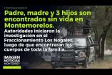 Encuentran a padre, madre e hijos sin vida en Montemorelos. 

No te pierdas Imagen Noticias #Monterrey con #BrisseidaMoya de lunes a viernes por Imagen Televisión Monterrey.

Síguenos en nuestras redes
Instagram: https://www.instagram.com/imagentvmonterrey/
Twitter: https://twitter.com/ImagenTVMTY
Facebook: https://www.facebook.com/ImagenTVMTY/

Mantente siempre informado con las noticias sobre los acontecimientos más importantes a nivel nacional con Claudia Ovalle y Brenda Cavazos.


¡Dale like y suscríbete!