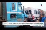 Un aparatoso accidente registrado en el kilómetro 93 de la autopista Lagos de Moreno - Zapotlanejo, dejó un saldo de tres personas lesionadas luego de que una camioneta tipo combi y dos tractocamiones colisionaran durante los primeros minutos de este jueves.

#NoticiasImagen

Síguenos en nuestras redes:

Instagram: https://www.instagram.com/imagentvgdl/
TikTok: https://www.tiktok.com/@imagennoticias
Twitter: https://twitter.com/ImagenTVGDL
Facebook: https://www.facebook.com/ImagenTVGDL/
Visita nuestro sitio Web: https://www.imagentv.com/guadalajara

Mantente siempre informado con las noticias sobre los acontecimientos más importantes a nivel nacional con Carolina Martínez.

¡Déjanos tus comentarios, da like, comparte y suscríbete!