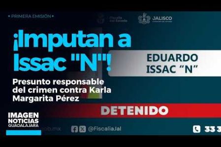 Un juez de control imputó formalmente por el delito de feminicidio a Eduardo Issac "N", presunto responsable del crimen contra la estudiante de Medicina Karla Margarita Pérez Jiménez, de 22 años, cuyo cuerpo fue localizado en #Zapopan.

#NoticiasImagen

Síguenos en nuestras redes:

Instagram: https://www.instagram.com/imagentvgdl/
TikTok: https://www.tiktok.com/@imagennoticias
Twitter: https://twitter.com/ImagenTVGDL
Facebook: https://www.facebook.com/ImagenTVGDL/
Visita nuestro sitio Web: https://www.imagentv.com/guadalajara

Mantente siempre informado con las noticias sobre los acontecimientos más importantes a nivel nacional con Erick Breguer.

¡Déjanos tus comentarios, da like, comparte y suscríbete!