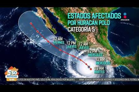 "Polo" ya es #huracán categoría 5 en la escala Saffir-Simpson y continúa intensificándose frente a las costas del Pacífico, sus bandas nubosas comienzan a acercarse al territorio nacional. 

#NoticiasImagen #ImagenNoticias530 Visita nuestro sitio web: http://www.imagentv.com

No te pierdas Imagen Noticias 5:30 con Marlene Stahl, Nuria Gil y Adriana Treviño de lunes a viernes por Imagen Televisión.

TikTok 5:30: https://www.tiktok.com/@imagennoticias530 
TikTok Noticias: https://www.tiktok.com/@imagennoticias

Instagram 5:30: https://www.instagram.com/imagennoticias530 
Instagram Noticias: https://www.instagram.com/imagentvnoticias/

X 5:30: https://x.com/imagen530 
X Noticias: https://twitter.com/ImagenNoticias_
X Televisión: https://twitter.com/ImagenTVMex
 
Facebook Noticias: https://www.facebook.com/ImagenTVNoticias
 
Aquí encontrarás la mejor información nacional e internacional de Imagen Noticias con Francisco Zea, Nacho Lozano, Crystal Mendivil, Enrique Sánchez y Paola Rojas.