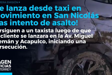 De película: hombre se lanza de un taxi en San Nicolás luego de que intentaran asaltarlo, desatando una persecución policiaca. 

No te pierdas Imagen Noticias Monterrey con Brenda Cavazos de lunes a viernes por Imagen Televisión Monterrey.

Síguenos en nuestras redes
Instagram: https://www.instagram.com/imagentvmonterrey/
Twitter: https://twitter.com/ImagenTVMTY
Facebook: https://www.facebook.com/ImagenTVMTY/

Mantente siempre informado con las noticias sobre los acontecimientos más importantes a nivel nacional con Claudia Ovalle y Brenda Cavazos.


¡Dale like y suscríbete!