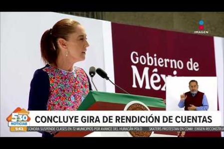 La presidenta #ClaudiaSheinbaum encabezó ayer el último acto de su gira nacional de rendición de cuentas luego de recorrer las 32 entidades federativas como parte de las actividades posteriores a su Segundo Informe de Gobierno.

#NoticiasImagen #ImagenNoticias530 Visita nuestro sitio web: http://www.imagentv.com

No te pierdas Imagen Noticias 5:30 con Marlene Stahl, Nuria Gil y Adriana Treviño de lunes a viernes por Imagen Televisión.

TikTok 5:30: https://www.tiktok.com/@imagennoticias530 
TikTok Noticias: https://www.tiktok.com/@imagennoticias

Instagram 5:30: https://www.instagram.com/imagennoticias530 
Instagram Noticias: https://www.instagram.com/imagentvnoticias/

X 5:30: https://x.com/imagen530 
X Noticias: https://twitter.com/ImagenNoticias_
X Televisión: https://twitter.com/ImagenTVMex
 
Facebook Noticias: https://www.facebook.com/ImagenTVNoticias
 
Aquí encontrarás la mejor información nacional e internacional de Imagen Noticias con Francisco Zea, Nacho Lozano, Crystal Mendivil, Enrique Sánchez y Paola Rojas.