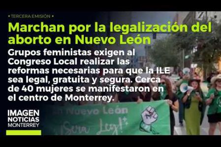 Grupos feministas marchan por las calles de Monterrey en exigencia de la despenalización del aborto en Nuevo León. 

No te pierdas Imagen Noticias #Monterrey con #BrisseidaMoya de lunes a viernes por Imagen Televisión Monterrey.

Síguenos en nuestras redes
Instagram: https://www.instagram.com/imagentvmonterrey/
Twitter: https://twitter.com/ImagenTVMTY
Facebook: https://www.facebook.com/ImagenTVMTY/

Mantente siempre informado con las noticias sobre los acontecimientos más importantes a nivel nacional con Claudia Ovalle y Brenda Cavazos.


¡Dale like y suscríbete!