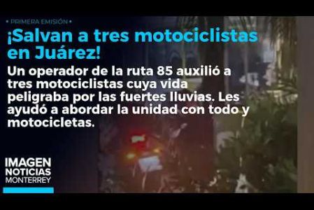 Un grupo de tres motociclistas fue rescatado en Juárez por un conductor de ruta urbana. 

No te pierdas Imagen Noticias Monterrey con Brenda Cavazos de lunes a viernes por Imagen Televisión Monterrey.

Síguenos en nuestras redes
Instagram: https://www.instagram.com/imagentvmonterrey/
Twitter: https://twitter.com/ImagenTVMTY
Facebook: https://www.facebook.com/ImagenTVMTY/

Mantente siempre informado con las noticias sobre los acontecimientos más importantes a nivel nacional con Claudia Ovalle y Brenda Cavazos.


¡Dale like y suscríbete!
