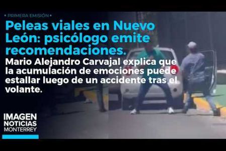 Un psicólogo clínico explica el origen de las peleas y riñas relacionadas con hechos viales en Nuevo León. 

No te pierdas Imagen Noticias Monterrey con Brenda Cavazos de lunes a viernes por Imagen Televisión Monterrey.

Síguenos en nuestras redes
Instagram: https://www.instagram.com/imagentvmonterrey/
Twitter: https://twitter.com/ImagenTVMTY
Facebook: https://www.facebook.com/ImagenTVMTY/

Mantente siempre informado con las noticias sobre los acontecimientos más importantes a nivel nacional con Claudia Ovalle y Brenda Cavazos.


¡Dale like y suscríbete!
