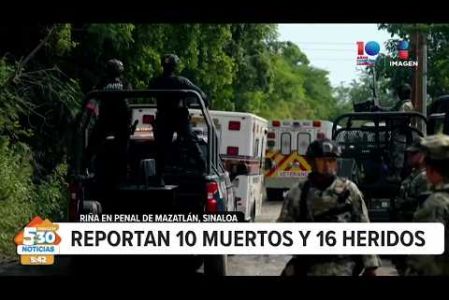 Una riña dentro del Penal del Castillo en Mazatlán, Sinaloa, dejó a 10 personas muertas y 16 internos heridos, quienes ya reciben atención médica. Tras la alerta, elementos antimotines y socorristas ingresaron al reclusorio para restablecer el orden.

#NoticiasImagen #ImagenNoticias530 Visita nuestro sitio web: http://www.imagentv.com

No te pierdas Imagen Noticias 5:30 con Marlene Stahl, Nuria Gil y Adriana Treviño de lunes a viernes por Imagen Televisión.

TikTok 5:30: https://www.tiktok.com/@imagennoticias530 
TikTok Noticias: https://www.tiktok.com/@imagennoticias

Instagram 5:30: https://www.instagram.com/imagennoticias530 
Instagram Noticias: https://www.instagram.com/imagentvnoticias/

X 5:30: https://x.com/imagen530 
X Noticias: https://twitter.com/ImagenNoticias_
X Televisión: https://twitter.com/ImagenTVMex
 
Facebook Noticias: https://www.facebook.com/ImagenTVNoticias
 
Aquí encontrarás la mejor información nacional e internacional de Imagen Noticias con Francisco Zea, Nacho Lozano, Crystal Mendivil, Enrique Sánchez y Paola Rojas.