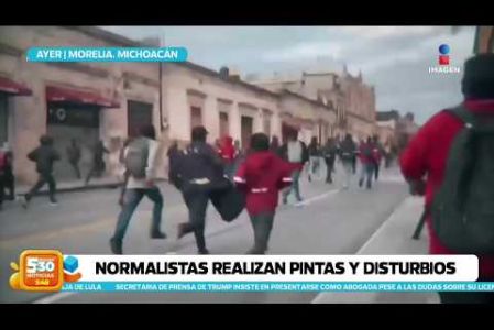 Así se vivió esta jornada de tensión ocurrida ayer durante una protesta en #Morelia, #Michoacán. Normalistas causaron severos destrozos a su paso por las avenidas principales de la capital. 

#NoticiasImagen #ImagenNoticias530 

Visita nuestro sitio web: http://www.imagentv.com 

No te pierdas Imagen Noticias 5:30 con Marlene Stahl, Nuria Gil y Adriana Treviño de lunes a viernes por Imagen Televisión. 

TikTok 5:30: https://www.tiktok.com/@imagennoticias530  
TikTok Noticias: https://www.tiktok.com/@imagennoticias 

Instagram 5:30: https://www.instagram.com/imagennoticias530  
Instagram Noticias: https://www.instagram.com/imagentvnoticias/ 

X 5:30: https://x.com/imagen530  
X Noticias: https://twitter.com/ImagenNoticias_ 
X Televisión: https://twitter.com/ImagenTVMex 

Facebook Noticias: https://www.facebook.com/ImagenTVNoticias 

Aquí encontrarás la mejor información nacional e internacional de Imagen Noticias con Francisco Zea, Nacho Lozano, Crystal Mendivil, Enrique Sánchez y Paola Rojas.