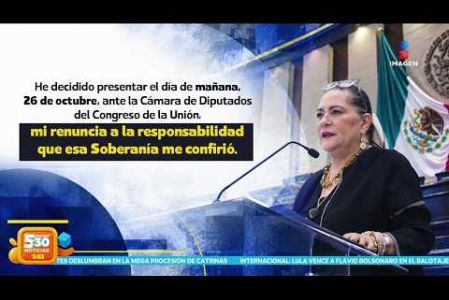 La consejera presidenta del Instituto Nacional Electoral, #GuadalupeTaddei, anunció que presentará su renuncia al cargo ante la Cámara de Diputados este lunes. 

#NoticiasImagen #ImagenNoticias530 

Visita nuestro sitio web: http://www.imagentv.com

No te pierdas Imagen Noticias 5:30 con Marlene Stahl, Nuria Gil y Adriana Treviño de lunes a viernes por Imagen Televisión.

TikTok 5:30: https://www.tiktok.com/@imagennoticias530 
TikTok Noticias: https://www.tiktok.com/@imagennoticias

Instagram 5:30: https://www.instagram.com/imagennoticias530 
Instagram Noticias: https://www.instagram.com/imagentvnoticias/

X 5:30: https://x.com/imagen530 
X Noticias: https://twitter.com/ImagenNoticias_
X Televisión: https://twitter.com/ImagenTVMex
 
Facebook Noticias: https://www.facebook.com/ImagenTVNoticias
 
Aquí encontrarás la mejor información nacional e internacional de Imagen Noticias con Francisco Zea, Nacho Lozano, Crystal Mendivil, Enrique Sánchez y Paola Rojas.