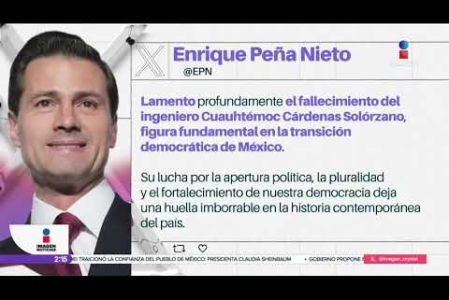 Cuauhtémoc Cárdenas falleció a los 92 años. Fue fundador del PRD, gobernador de Michoacán, candidato presidencial en tres ocasiones y primer jefe de Gobierno del entonces Distrito Federal. Claudia Sheinbaum lamentó su muerte, a quien reconoció por su legado democrático.