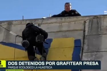 Joven pareja grafitea presa en  Nuevo León 