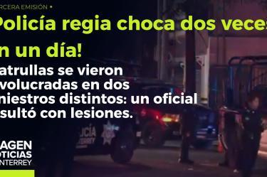Policías al volante: chocan en Monterrey 