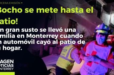 ¡Bocho cae en el patio de una casa en Monterrey!