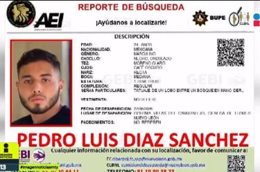 Se busca a Pedro Luis Díaz Sánchez en Nuevo León