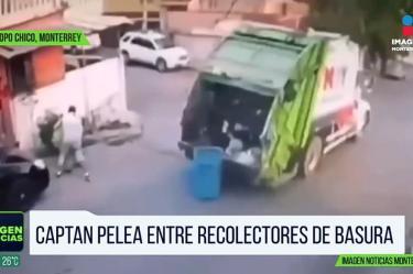 Dos recolectores de basura pelean en Monterrey 
