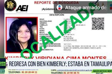 Encuentran a joven desaparecida: estaba en Tamaulipas 
