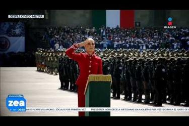 “México no se doblega, no se arrodilla y México nunca se vende”: con estas palabras la presidenta Claudia Sheinbaum encabezó el Desfile Cívico Militar 2026 en el Centro Histórico de la CDMX.