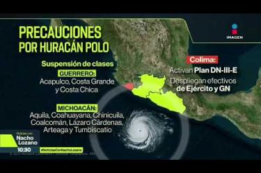 El #huracán #Polo podría escalar hasta la categoría 5 en las próximas 48 horas y se mueve por las costas del #Pacífico mexicano. Su trayectoria podría causar daños en las costas de #Colima, #Guerrero, #Jalisco, #Michoacán, #Nayarit y #Oaxaca:
#NoticiasConNachoLozano
#NoticiasImagen
¡Como nadie en la noche! #ImagenNoticias con Nacho Lozano de lunes a viernes a las 10:30 pm en el 3.1 #ImagenTelevisión.
Visita nuestro sitio Web: http://bit.ly/2nT2Wz5
Síguenos en nuestras redes:
Instagram: @imagentvnoticias
Tiktok: @imagennoticias
X: @ImagenNoticias_
Facebook: https://www.facebook.com/ImagenTVNoticias/
Aquí encontrarás la mejor información nacional e internacional de Imagen Noticias con Francisco Zea, Paola Rojas, Crystal Mendivil y Nacho Lozano.