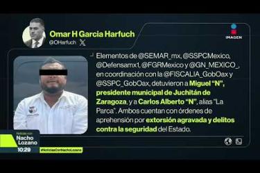 La detención del alcalde #Juchitán, Miguel "N", el “Quetu”, como parte del #OperativoEnjambre, desató una serie de protestas y bloqueos en ocho puntos carreteros del Istmo de Tehuantepec con barricadas y quema de neumáticos.
#NoticiasConNachoLozano
#NoticiasImagen
¡Como nadie en la noche! #ImagenNoticias con Nacho Lozano de lunes a viernes a las 10:30 pm en el 3.1 #ImagenTelevisión.
Visita nuestro sitio Web: http://bit.ly/2nT2Wz5
Síguenos en nuestras redes:
Instagram: @imagentvnoticias
Tiktok: @imagennoticias
X: @ImagenNoticias_
Facebook: https://www.facebook.com/ImagenTVNoticias/
Aquí encontrarás la mejor información nacional e internacional de Imagen Noticias con Francisco Zea, Paola Rojas, Crystal Mendivil y Nacho Lozano.