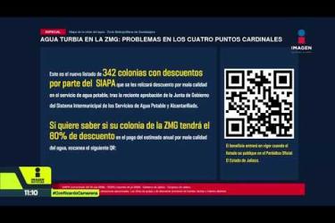 El SIAPA amplió a 342 colonias la lista que recibirá un descuento de 80% en el recibo por problemas de calidad del agua. El beneficio entrará en vigor tras su publicación oficial.