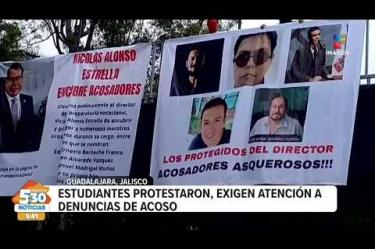Ayer se llevó a cabo una nueva protesta en el Sistema de Educación Media Superior de #Guadalajara, #Jalisco, por presuntos casos de acoso y abuso, alumnos tomaron el plantel y exigieron justicia para que destituyan a cinco maestros. 

#NoticiasImagen #ImagenNoticias530 Visita nuestro sitio web: http://www.imagentv.com

No te pierdas Imagen Noticias 5:30 con Marlene Stahl, Nuria Gil y Adriana Treviño de lunes a viernes por Imagen Televisión.

TikTok 5:30: https://www.tiktok.com/@imagennoticias530 
TikTok Noticias: https://www.tiktok.com/@imagennoticias

Instagram 5:30: https://www.instagram.com/imagennoticias530 
Instagram Noticias: https://www.instagram.com/imagentvnoticias/

X 5:30: https://x.com/imagen530 
X Noticias: https://twitter.com/ImagenNoticias_
X Televisión: https://twitter.com/ImagenTVMex
 
Facebook Noticias: https://www.facebook.com/ImagenTVNoticias
 
Aquí encontrarás la mejor información nacional e internacional de Imagen Noticias con Francisco Zea, Nacho Lozano, Crystal Mendivil, Enrique Sánchez y Paola Rojas.