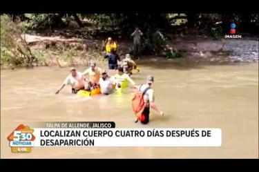 Después de cuatro días de búsqueda, fue localizado sin vida el cuarto integrante de una familia que permanecía desaparecido tras el desbordamiento de un arroyo en Talpa de Allende. La familia fue arrastrada por la corriente del río Santa Elena luego de que una tormenta ocasionada por el paso del huracán Polo provocara el crecimiento del cauce. 

#NoticiasImagen #ImagenNoticias530 Visita nuestro sitio web: http://www.imagentv.com

No te pierdas Imagen Noticias 5:30 con Marlene Stahl, Nuria Gil y Adriana Treviño de lunes a viernes por Imagen Televisión.

TikTok 5:30: https://www.tiktok.com/@imagennoticias530 
TikTok Noticias: https://www.tiktok.com/@imagennoticias

Instagram 5:30: https://www.instagram.com/imagennoticias530 
Instagram Noticias: https://www.instagram.com/imagentvnoticias/

X 5:30: https://x.com/imagen530 
X Noticias: https://twitter.com/ImagenNoticias_
X Televisión: https://twitter.com/ImagenTVMex
 
Facebook Noticias: https://www.facebook.com/ImagenTVNoticias
 
Aquí encontrarás la mejor información nacional e internacional de Imagen Noticias con Francisco Zea, Nacho Lozano, Crystal Mendivil, Enrique Sánchez y Paola Rojas.