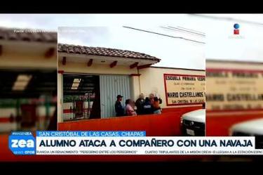 En una primaria de San Cristóbal de las Casas, Chiapas, un alumno de sexto grado atacó con un arma blanca a un alumno de primer año, dejándole heridas en las piernas; los compañeros del menor avisaron al maestro del grupo sobre lo sucedido.