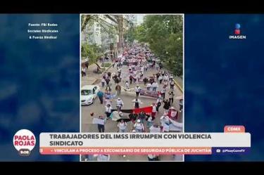 En la CDMX, trabajadores del IMSS irrumpieron en la sede del Sindicato de Trabajadores del Seguro Social para exigir un aumento salarial y mejores condiciones laborales.