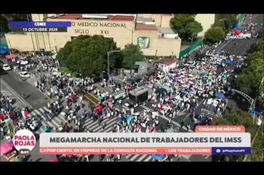 Trabajadores del IMSS encabezaron una megamarcha para exigir mejores condiciones laborales y abasto de insumos. A la movilización se unieron contingentes de la CNTE, ISSSTE y Pemex, culminando en un mitin sobre Paseo de la Reforma.