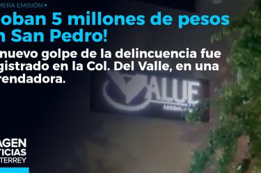 Guardia nocturna: información en proceso. Roban 5 millones de pesos de un negocio en San Pedro Garza García.
No te pierdas Imagen Noticias Monterrey con Brenda Cavazos de lunes a viernes por Imagen Televisión Monterrey.
Síguenos en nuestras redes
Instagram: https://www.instagram.com/imagentvmonterrey/
Twitter: https://twitter.com/ImagenTVMTY
Facebook: https://www.facebook.com/ImagenTVMTY/
Mantente siempre informado con las noticias sobre los acontecimientos más importantes a nivel nacional con Claudia Ovalle y Brenda Cavazos.
¡Dale like y suscríbete!