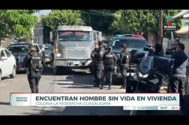 La Fiscalía del Estado inició una investigación tras el hallazgo de un hombre sin vida y en avanzado estado de descomposición al interior de su vivienda, situada sobre la calle Monte Parnaso, cerca del cruce con Igualdad, en la Col. La Federacha de #Guadalajara.

#NoticiasImagen

Síguenos en nuestras redes:

Instagram: https://www.instagram.com/imagentvgdl/
TikTok: https://www.tiktok.com/@imagennoticias
Twitter: https://twitter.com/ImagenTVGDL
Facebook: https://www.facebook.com/ImagenTVGDL/
Visita nuestro sitio Web: https://www.imagentv.com/guadalajara

Mantente siempre informado con las noticias sobre los acontecimientos más importantes a nivel nacional con Carolina Martínez.

¡Déjanos tus comentarios, da like, comparte y suscríbete!