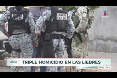 La Fiscalía del Estado indaga el asesinato de dos hombres y una mujer cuyos cuerpos fueron localizados con impactos de bala y armas de fuego empuñadas al interior de una vivienda sobre la calle Miguel Hidalgo, al cruce con Niños Héroes, en la Col. Las Liebres de San Pedro #Tlaquepaque.

#NoticiasImagen

Síguenos en nuestras redes:

Instagram: https://www.instagram.com/imagentvgdl/
TikTok: https://www.tiktok.com/@imagennoticias
Twitter: https://twitter.com/ImagenTVGDL
Facebook: https://www.facebook.com/ImagenTVGDL/
Visita nuestro sitio Web: https://www.imagentv.com/guadalajara

Mantente siempre informado con las noticias sobre los acontecimientos más importantes a nivel nacional con Carolina Martínez.

¡Déjanos tus comentarios, da like, comparte y suscríbete!
